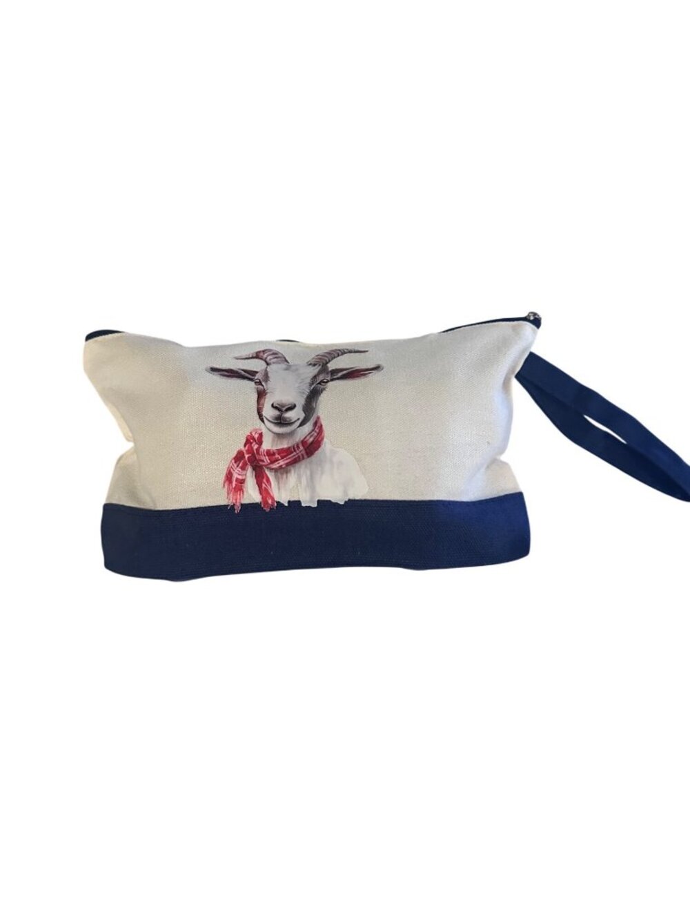 Silkfly dark blue goat cotton canvas zipper pouch cosmetic penicil toiletry bag